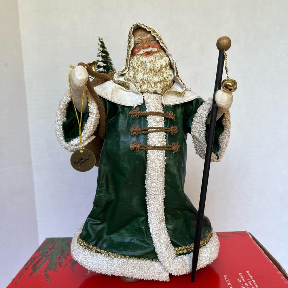 Clothtiques Possible Dreams 1988 Toy Sack Santa Green Robe 713042 Santa Figurine